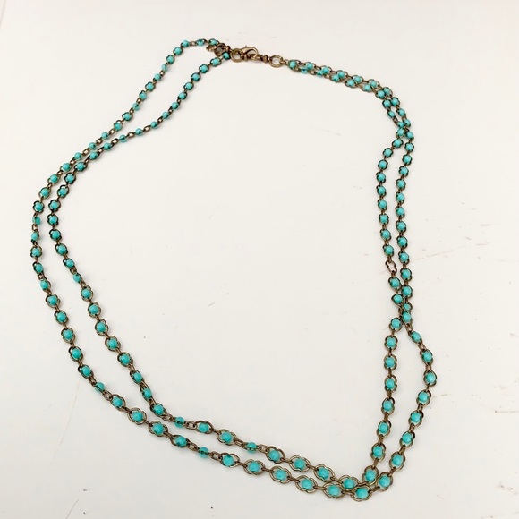 Jewelry - Turquoise Blue/Green & Silver Double Wrap Necklace